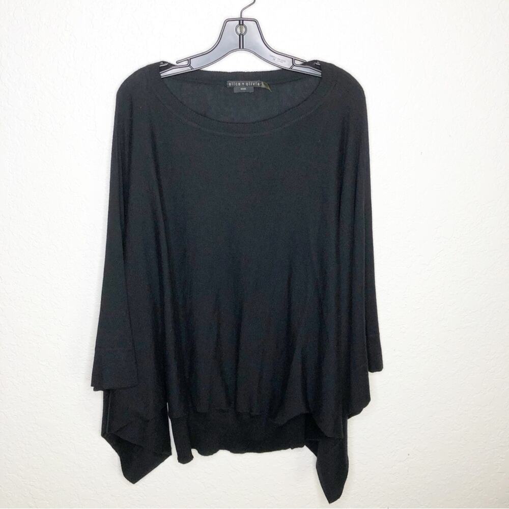 Alice + Olivia Base black cashmere wide sleeve oversized sweater size Large